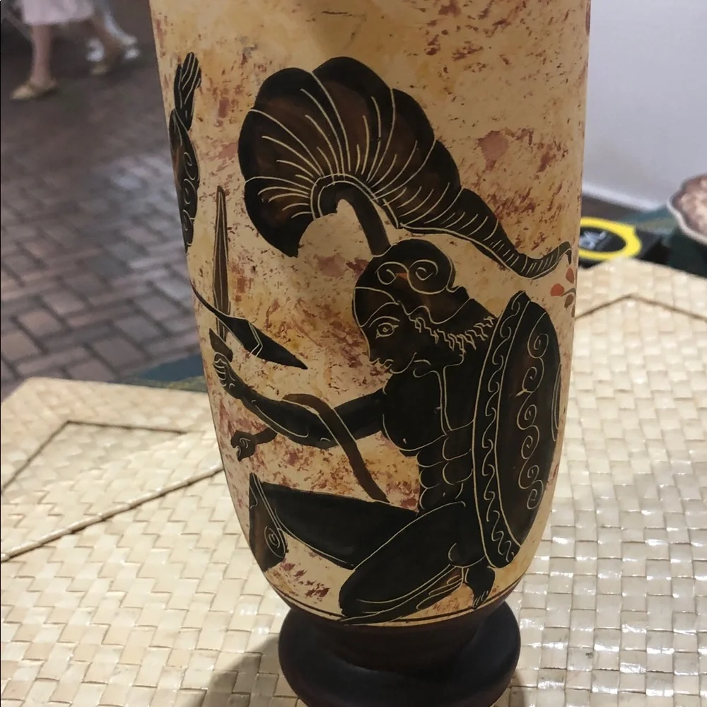 Decorative Greek-Style Ceramic Pitcher Vase - Black and Cream - Picture 3 of 5